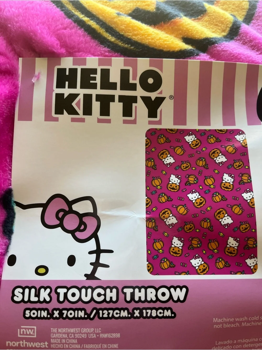 Hello Kitty Pink Pumpkin Pattern Silk Touch Throw